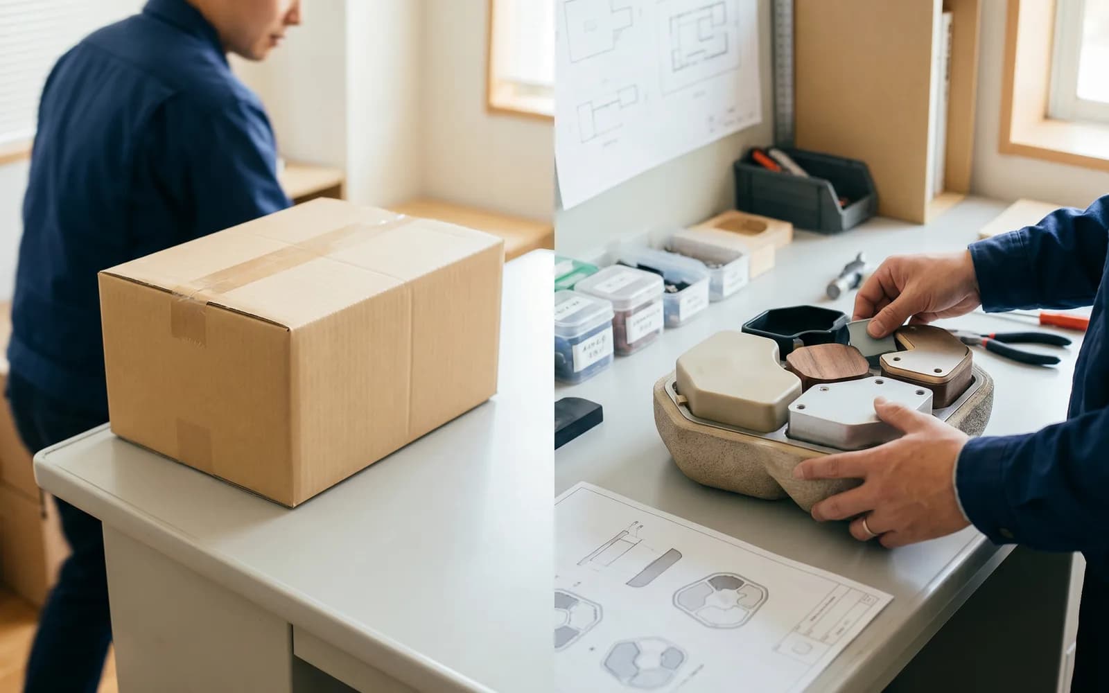 Standardbox neben maßgefertigten Teilen – Standardsoftware oder Eigenentwicklung